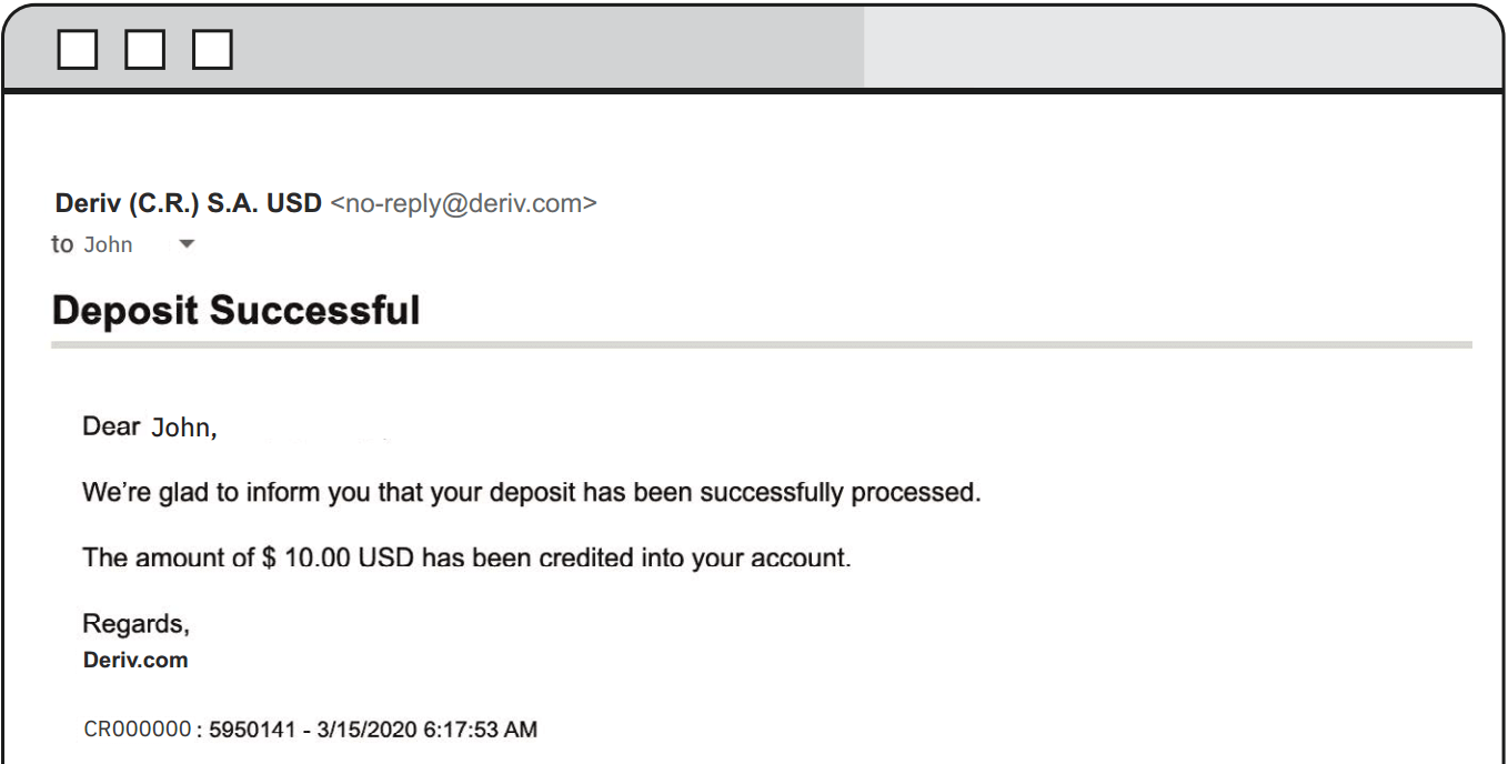 Kā noguldīt naudu Deriv