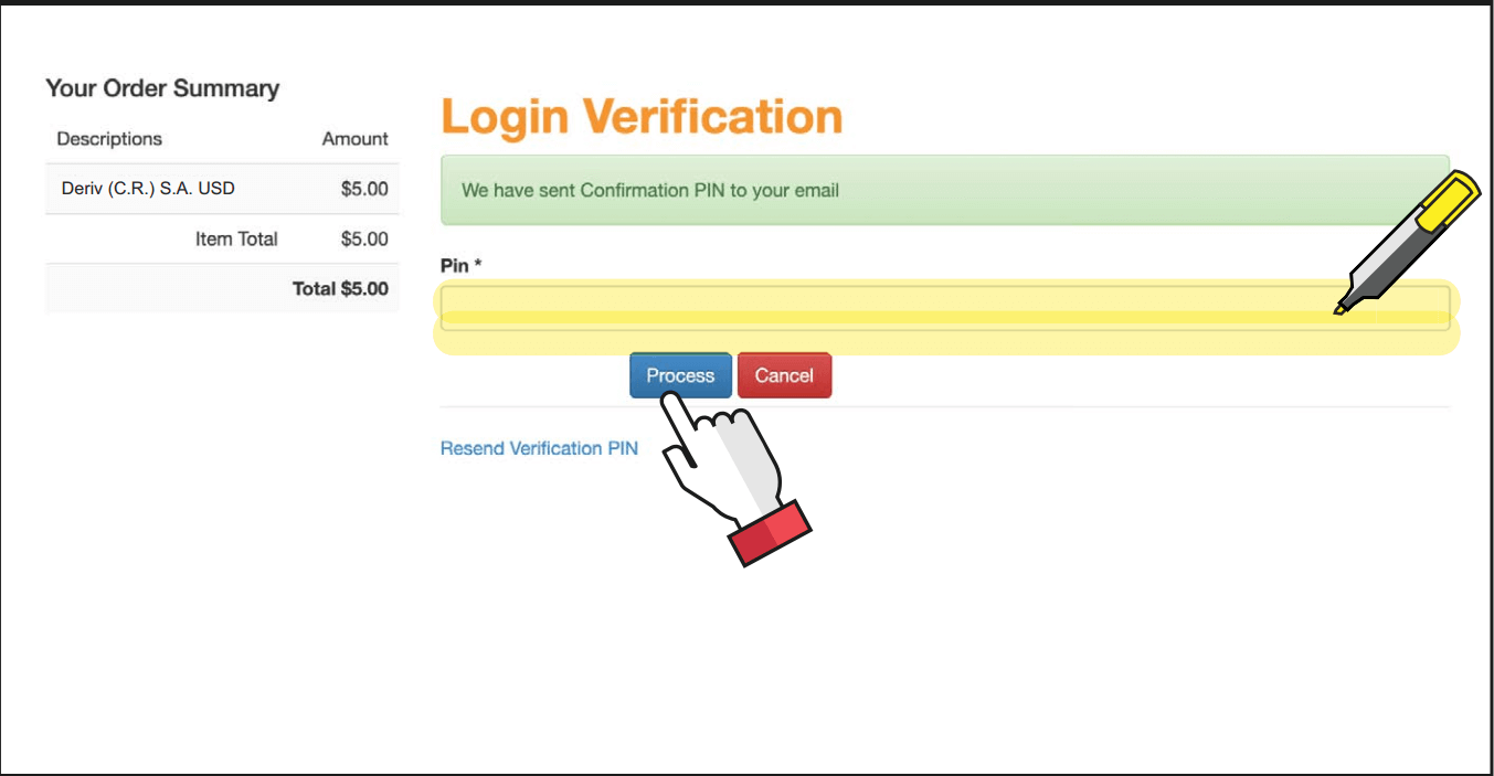 Kā noguldīt naudu Deriv